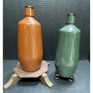Vintage Lancers J.M. Da Fonseca Portugal 9" Glass Painted Wine Bottles Lot of 2